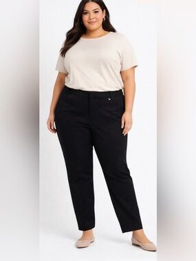 Rafaella Comfort Women’s Elastic Waist Pointe Pant in Classic Black Sz 18W